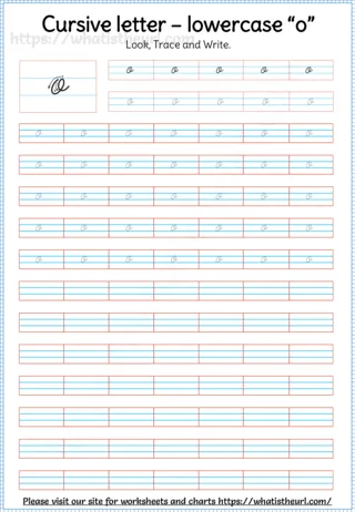 Lowercase Cursive Letter o worksheet preview