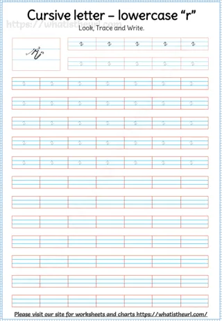 Lowercase Cursive Letter r worksheet preview