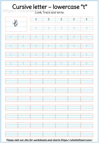 Lowercase Cursive Letter t worksheet preview