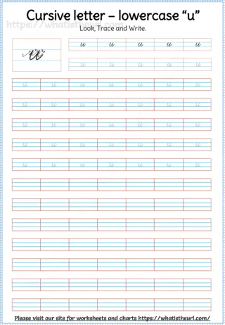 Lowercase Cursive Letter u worksheet preview Lowercase Cursive Letter u worksheet preview