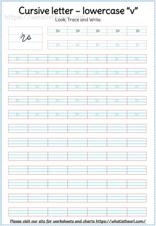 Lowercase Cursive Letter v worksheet preview
