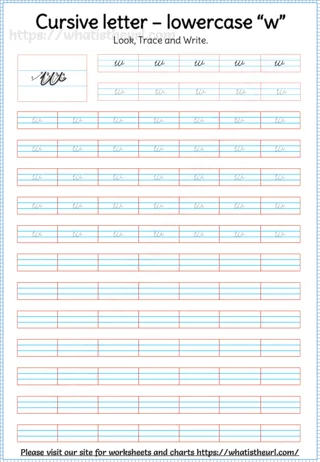 Lowercase Cursive Letter w worksheet preview Lowercase Cursive Letter w worksheet preview