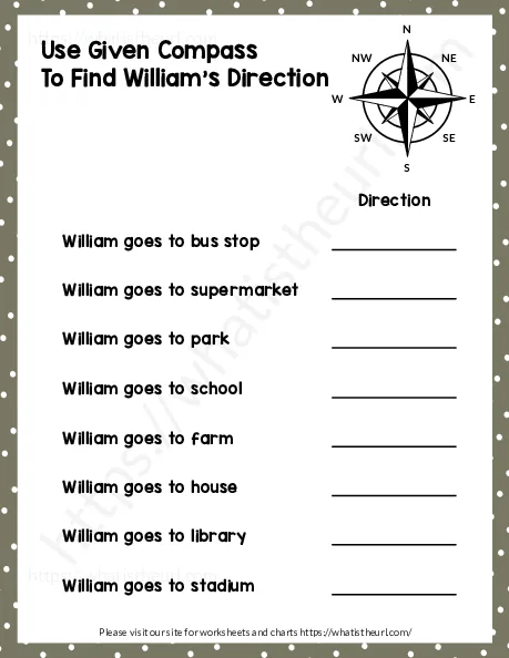 Directions 8 Compass Points Worksheet - 5 worksheet preview Directions 8 Compass Points Worksheet - 5 worksheet preview