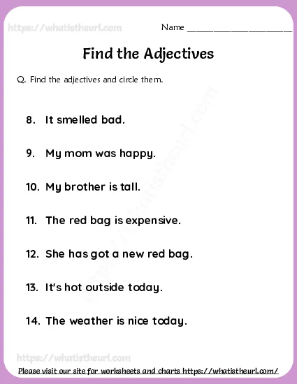 Find and circle the adjectives-exercise 3 worksheet preview Find and circle the adjectives-exercise 3 worksheet preview