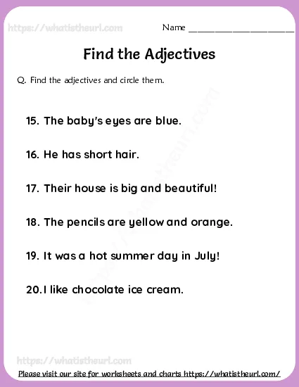 Find and circle the adjectives-exercise 3 worksheet preview Find and circle the adjectives-exercise 3 worksheet preview