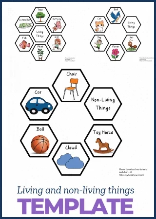 Living and Non-Living things project making idea template worksheet preview