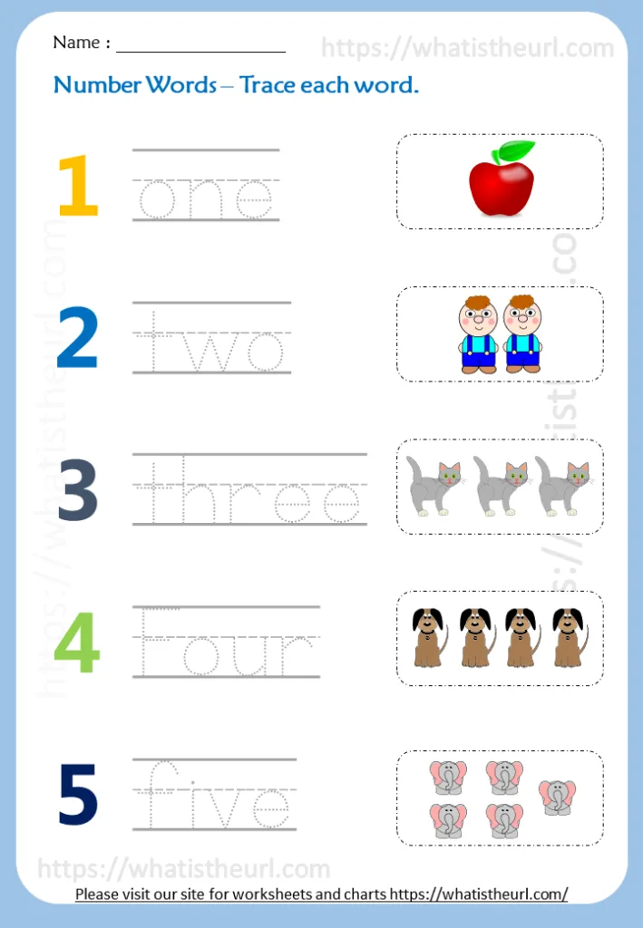 Number Words – Trace each word Worksheets for 1st Grade worksheet preview Number Words – Trace each word Worksheets for 1st Grade worksheet preview