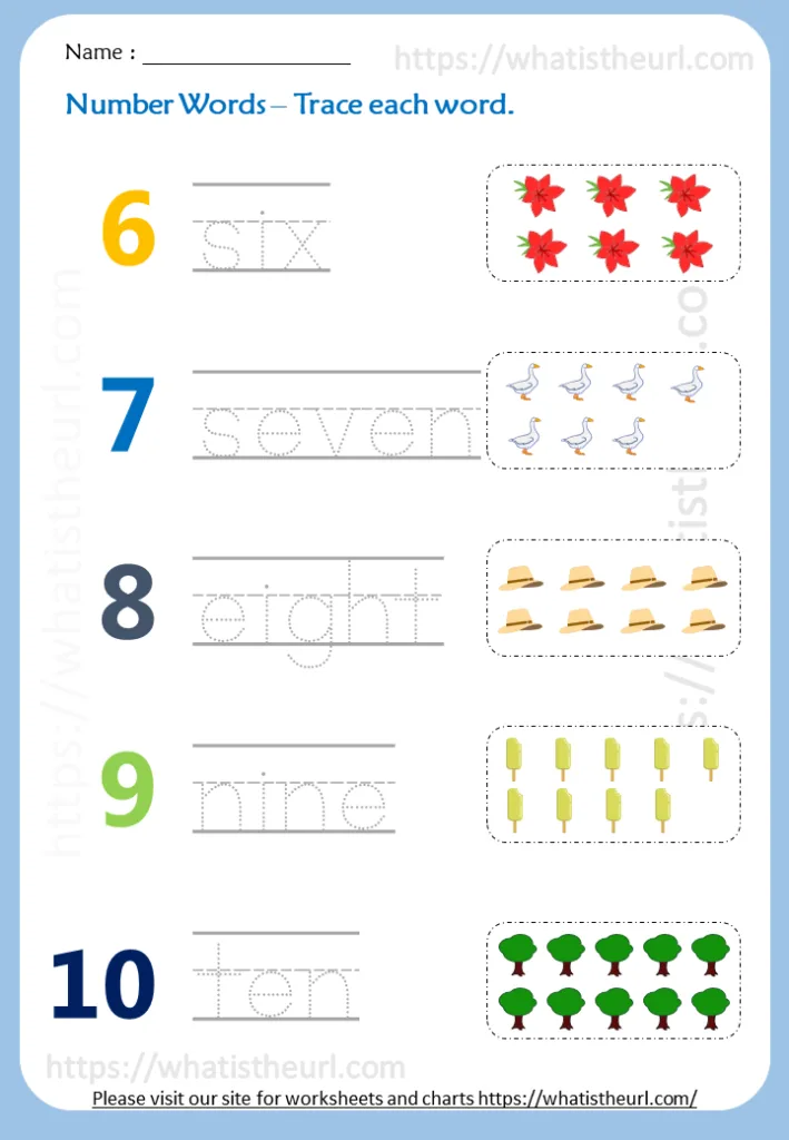 Number Words – Trace each word Worksheets for 1st Grade worksheet preview Number Words – Trace each word Worksheets for 1st Grade worksheet preview