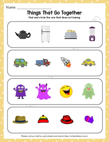Things That Go Together Worksheet – Exercise 5 worksheet preview