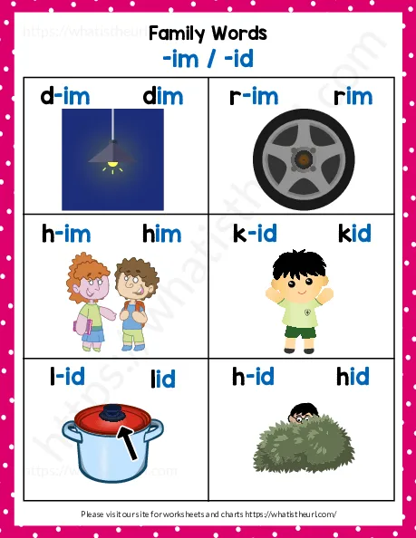 Word Family Worksheets and Posters worksheet preview