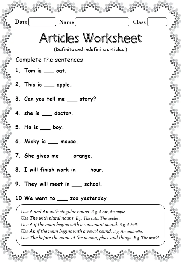 Worksheet on Definite and Indefinite articles worksheet preview Worksheet on Definite and Indefinite articles worksheet preview