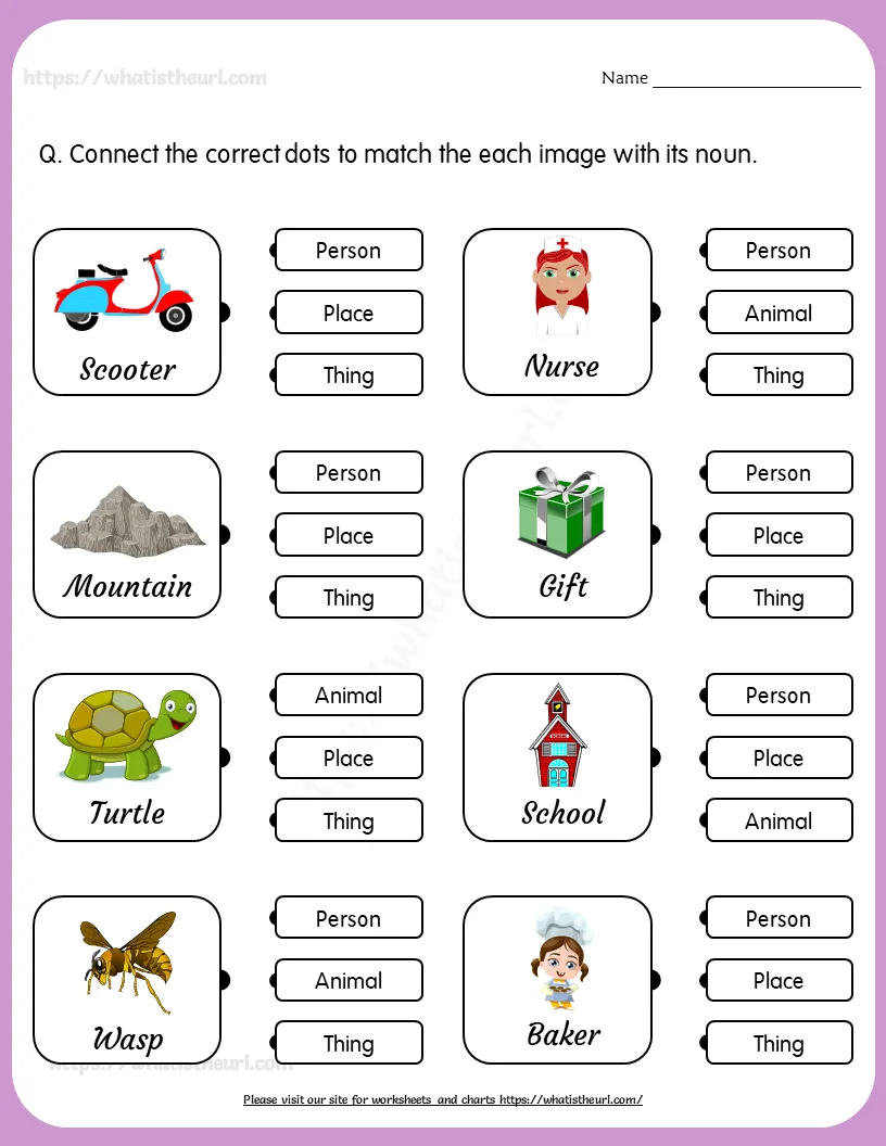Common Nouns Match Worksheet For Grade 1 worksheet preview Common Nouns Match Worksheet For Grade 1 worksheet preview