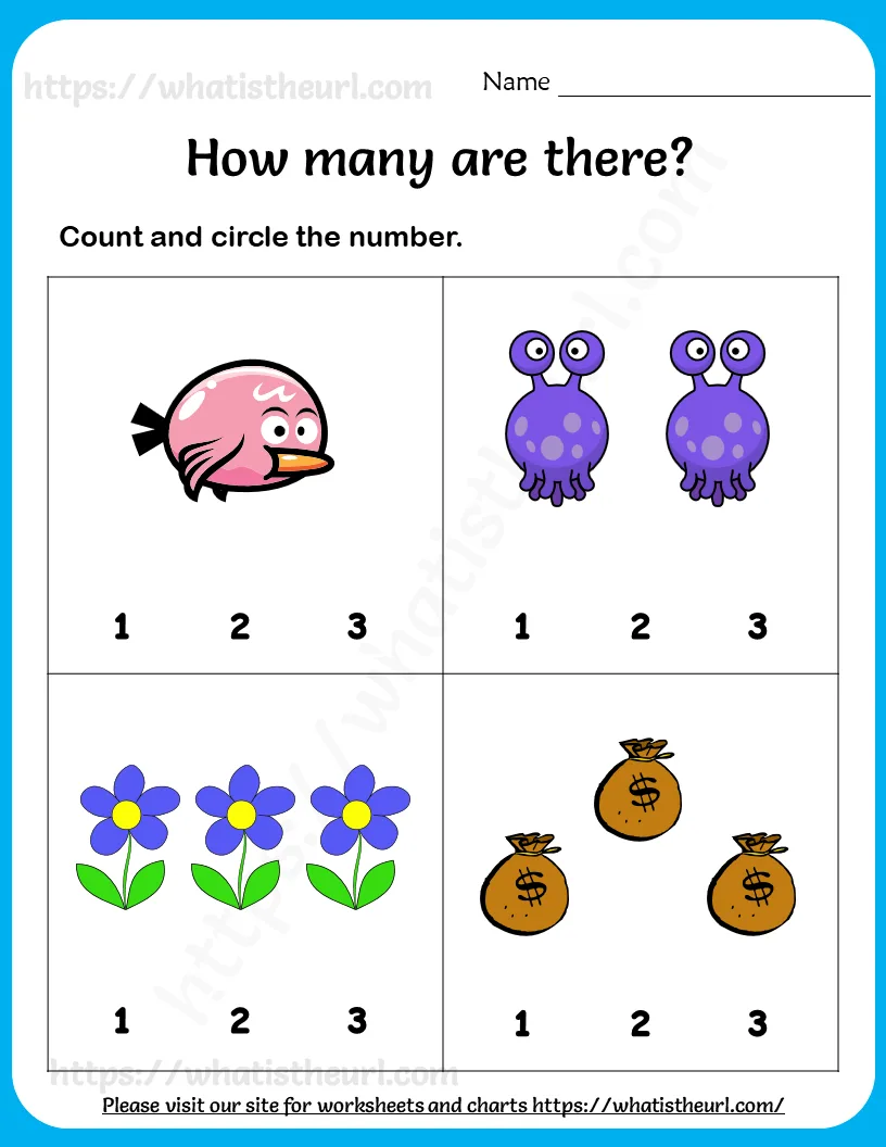 Learning to Count ( 1 to 3 ) Worksheets For Pre-Kindergarten worksheet preview Learning to Count ( 1 to 3 ) Worksheets For Pre-Kindergarten worksheet preview