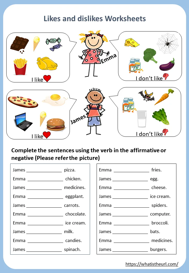 Like & Dislike Worksheets worksheet preview Like & Dislike Worksheets worksheet preview