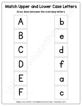 Matching upper and lowercase letters worksheet preview