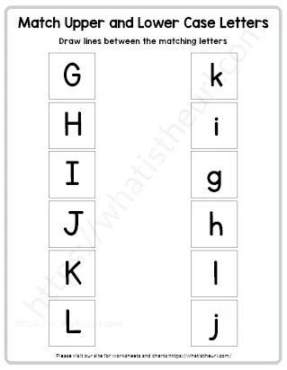 Matching upper and lowercase letters worksheet preview