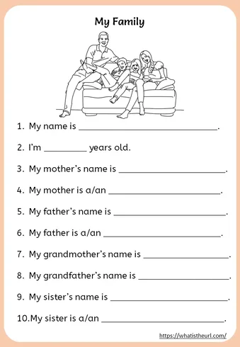My Family Worksheets for kids worksheet preview My Family Worksheets for kids worksheet preview