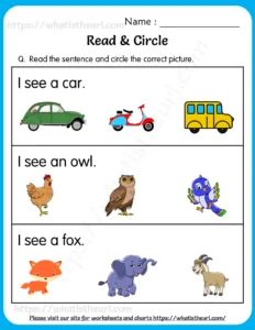 Read & Circle Worksheets for Grade 1 worksheet preview