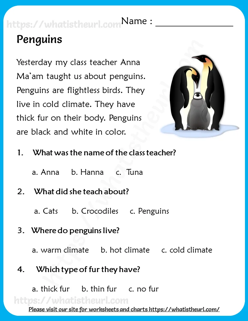 Reading Comprehension for Grade 3 worksheet preview Reading Comprehension for Grade 3 worksheet preview
