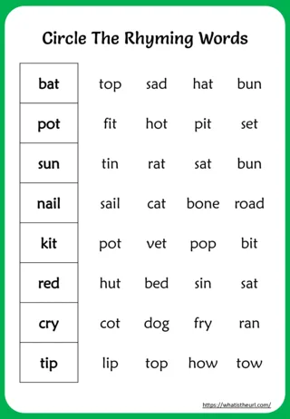 Rhyming Words Worksheet for Grade 2 worksheet preview Rhyming Words Worksheet for Grade 2 worksheet preview