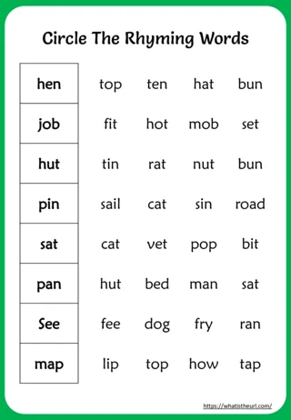 Rhyming Words Worksheet for Grade 2 worksheet preview Rhyming Words Worksheet for Grade 2 worksheet preview