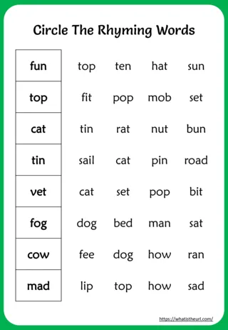 Rhyming Words Worksheet for Grade 2 worksheet preview Rhyming Words Worksheet for Grade 2 worksheet preview