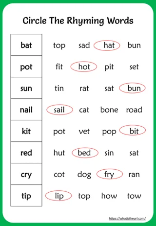 Rhyming Words Worksheet for Grade 2 worksheet preview Rhyming Words Worksheet for Grade 2 worksheet preview