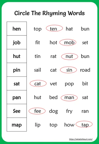 Rhyming Words Worksheet for Grade 2 worksheet preview Rhyming Words Worksheet for Grade 2 worksheet preview