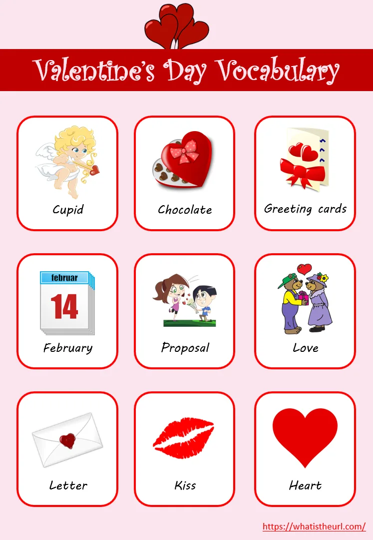 Valentine’s Day Vocabulary worksheet preview
