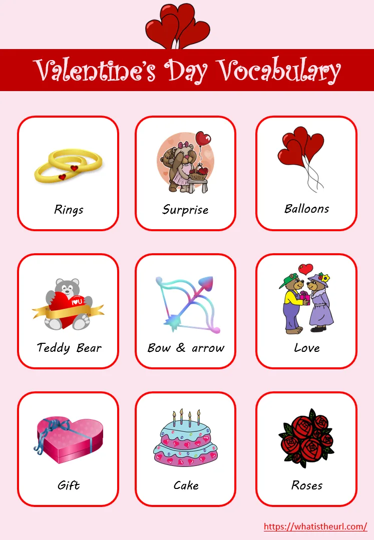 Valentine’s Day Vocabulary worksheet preview