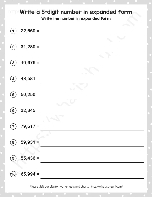 Write numbers in expanded form - Exercise 1 worksheet preview Write numbers in expanded form - Exercise 1 worksheet preview