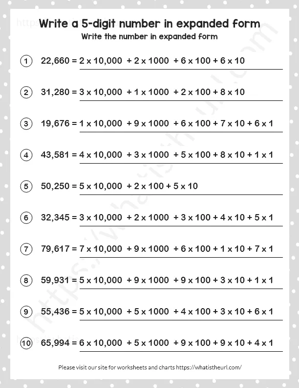 Write numbers in expanded form - Exercise 1 worksheet preview Write numbers in expanded form - Exercise 1 worksheet preview