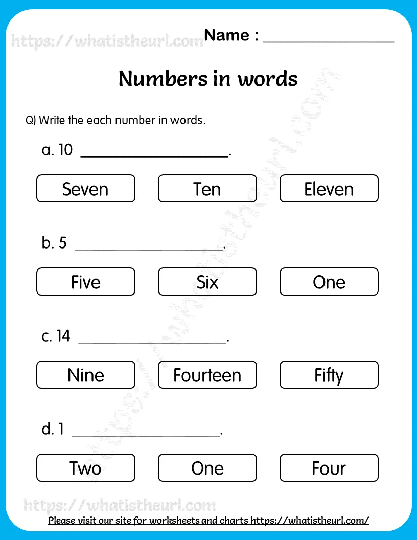 Write the Number in Words Worksheet for Grade 1 worksheet preview Write the Number in Words Worksheet for Grade 1 worksheet preview