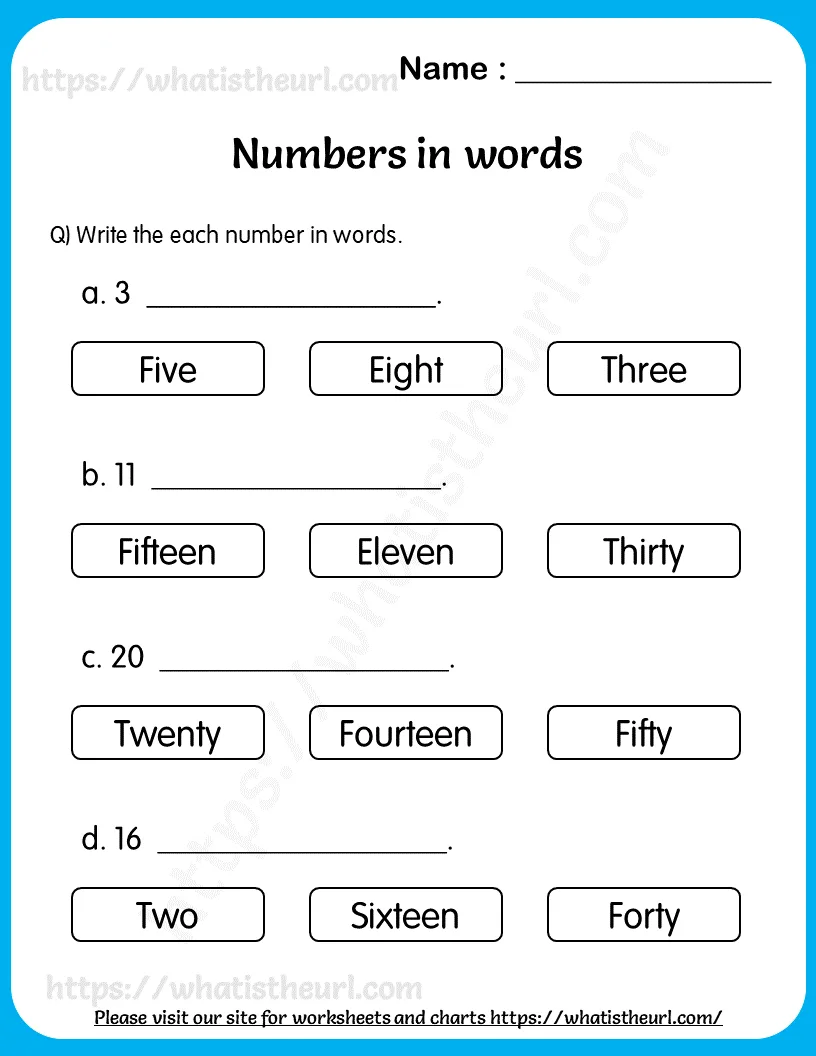 Write the Number in Words Worksheet for Grade 1 worksheet preview Write the Number in Words Worksheet for Grade 1 worksheet preview
