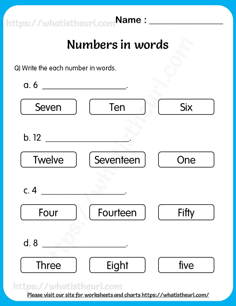 Write the Number in Words Worksheet for Grade 1 worksheet preview Write the Number in Words Worksheet for Grade 1 worksheet preview