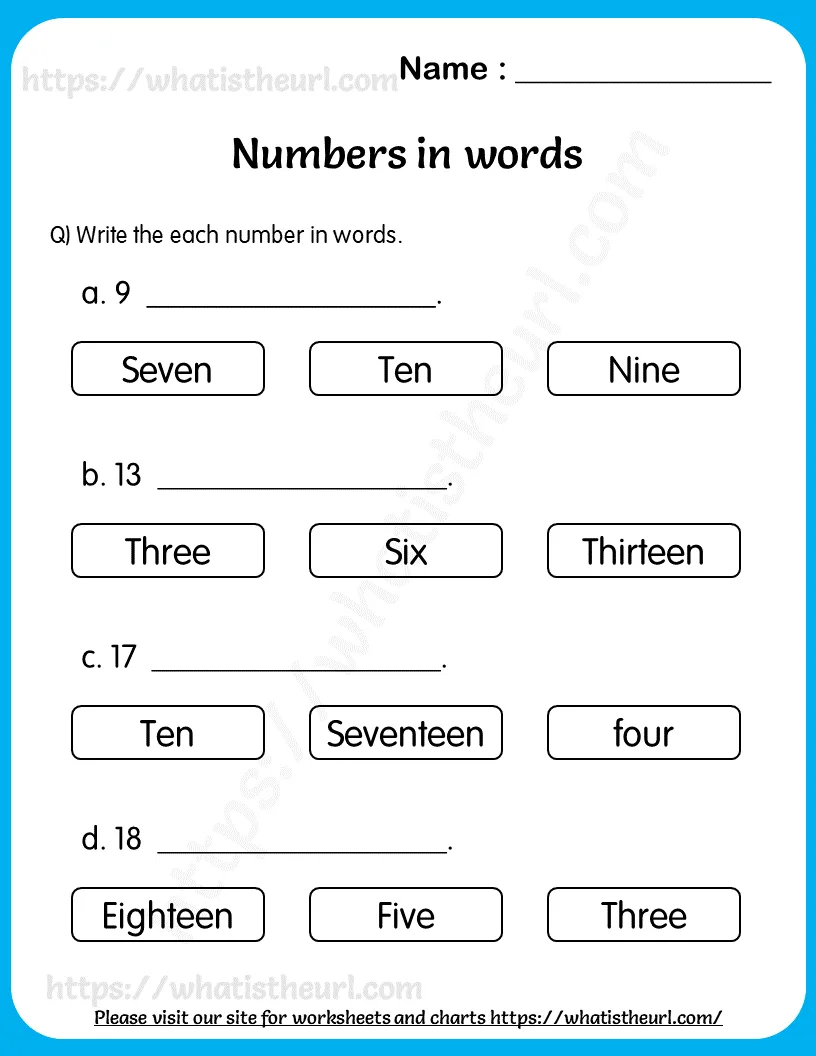 Write the Number in Words Worksheet for Grade 1 worksheet preview Write the Number in Words Worksheet for Grade 1 worksheet preview