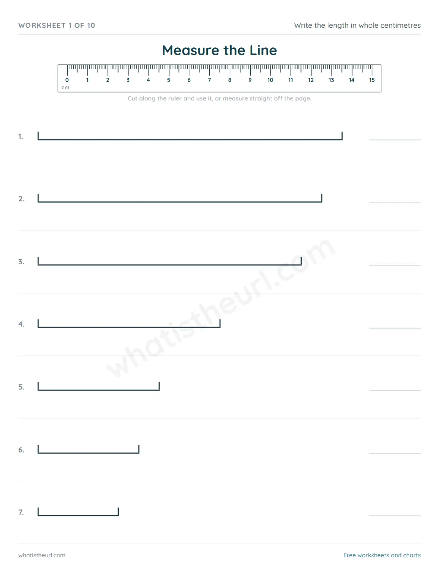 Measuring worksheet - Measure the Line
