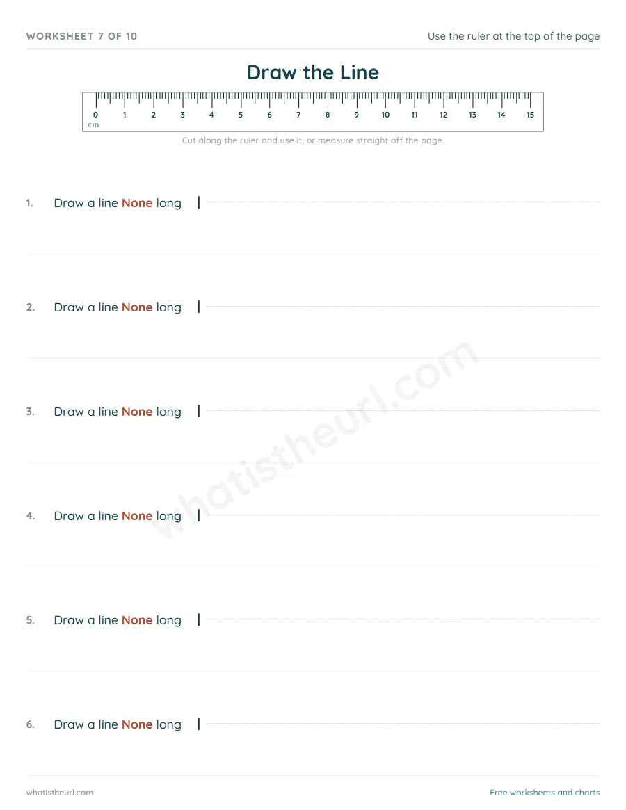 Measuring worksheet - Draw the Line