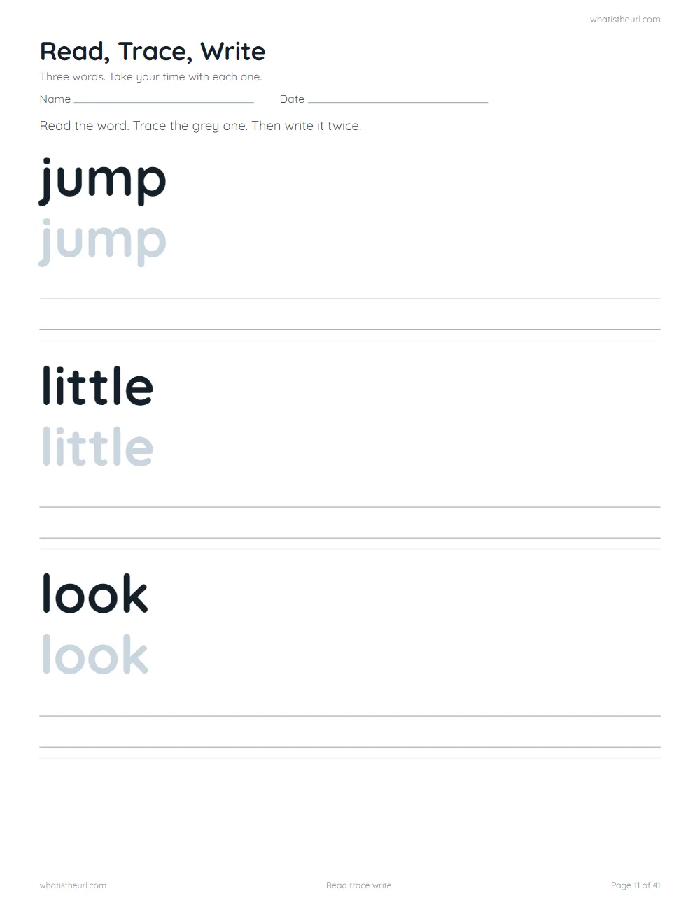 Sight word worksheet - read trace write
