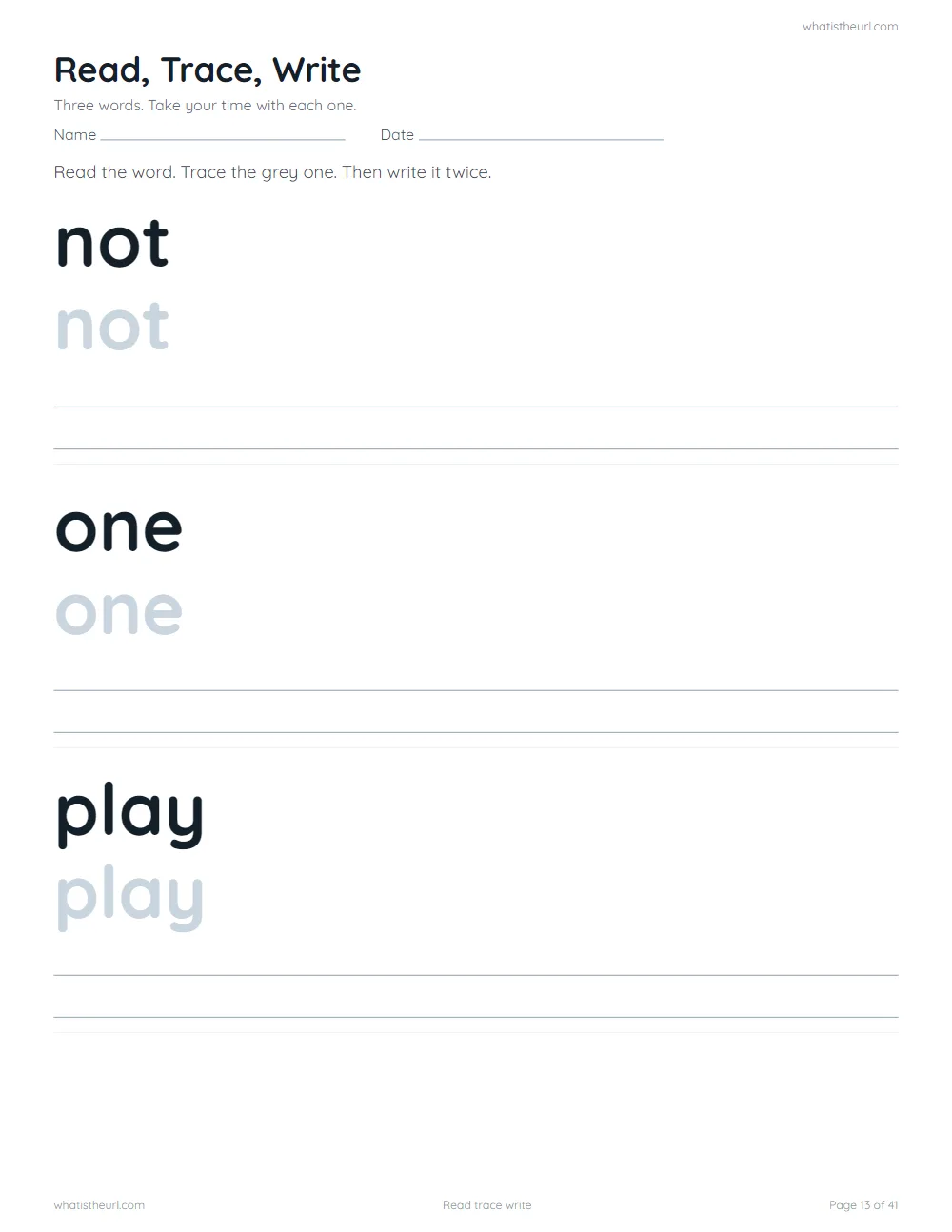 Sight word worksheet - read trace write