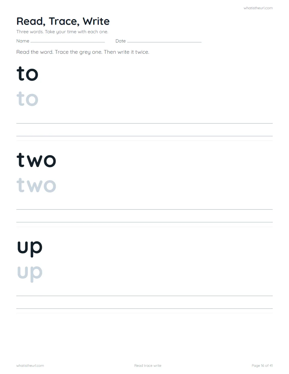 Sight word worksheet - read trace write