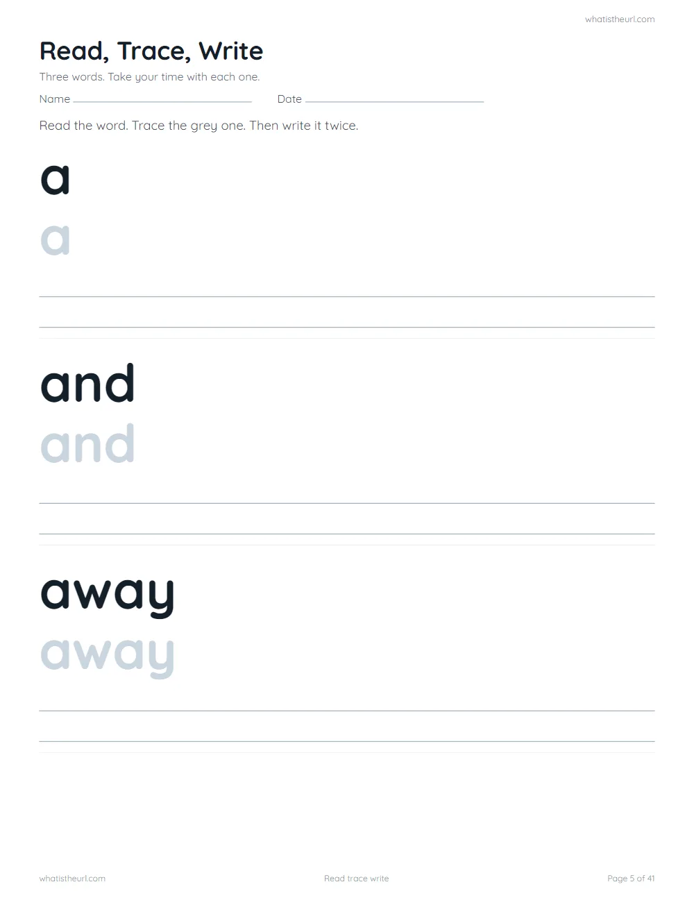 Sight word worksheet - read trace write