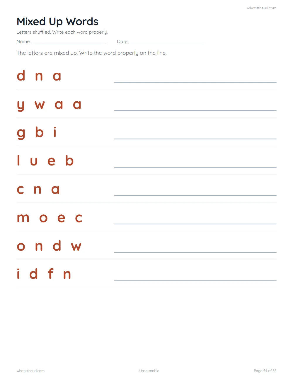 Sight word worksheet - mixed up words