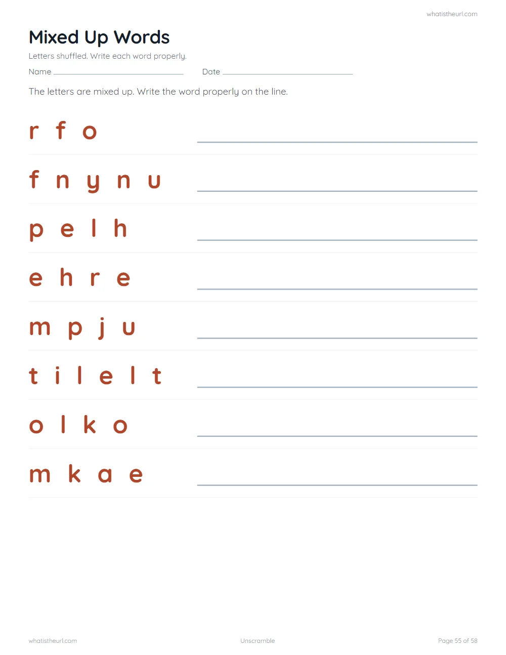 Sight word worksheet - mixed up words