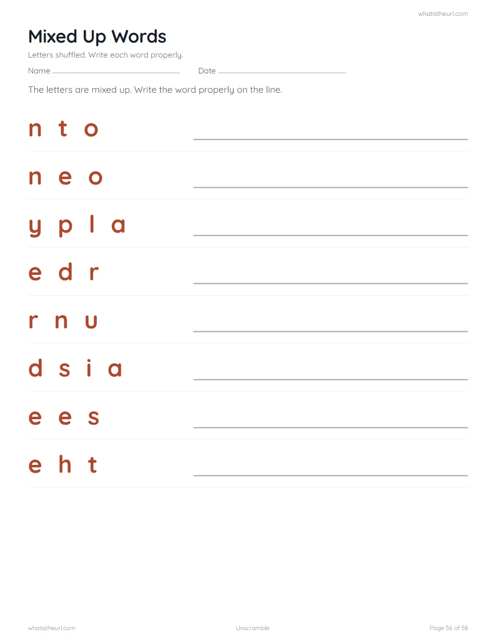 Sight word worksheet - mixed up words
