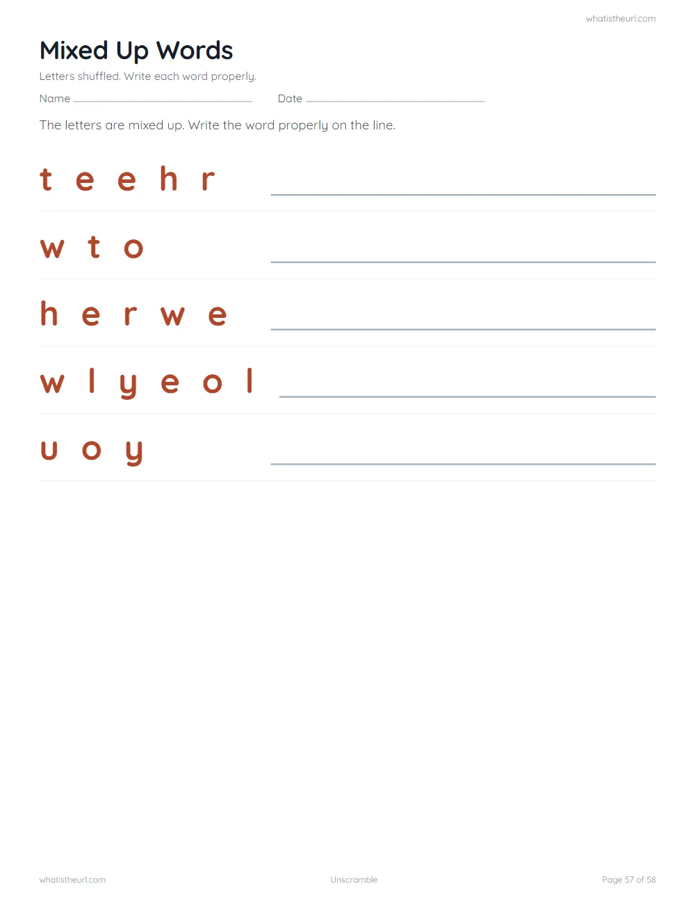 Sight word worksheet - mixed up words