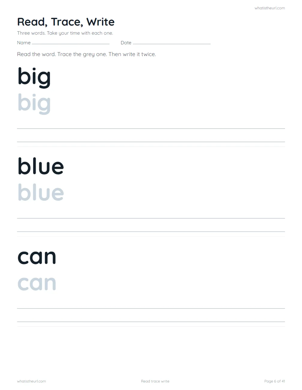 Sight word worksheet - read trace write