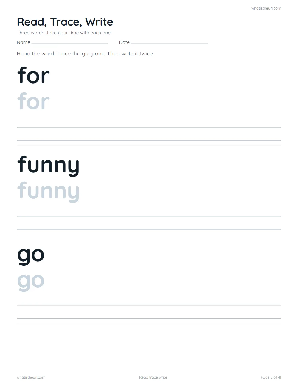 Sight word worksheet - read trace write