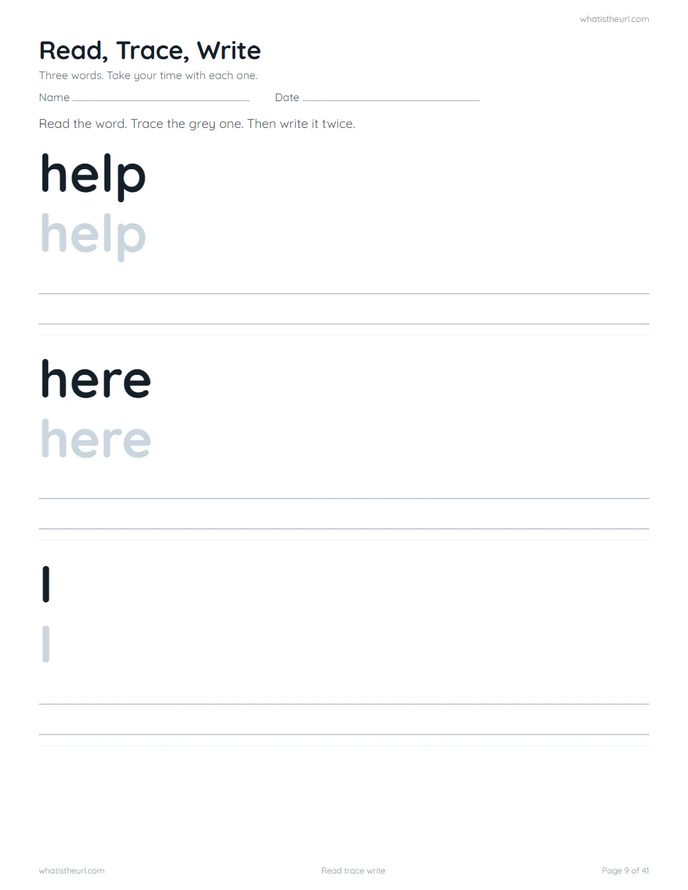Sight word worksheet - read trace write