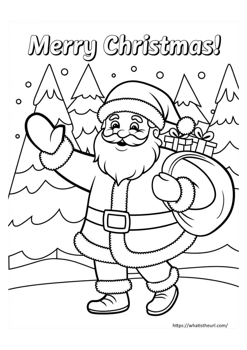 free christmas coloring page for kids - page 12 - simple outline picture to colour